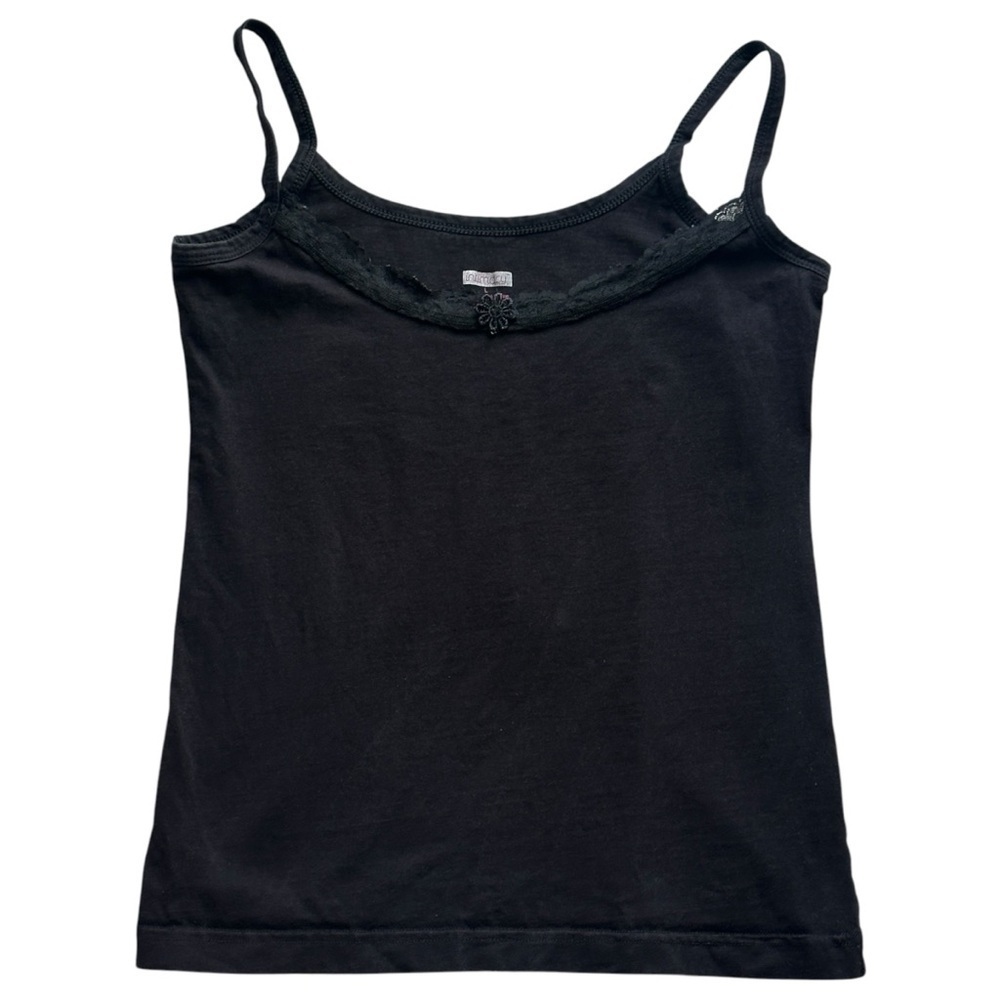 Intimacy 90s Lace Trim Spaghetti Strap Tank Top in Black Women’s Small